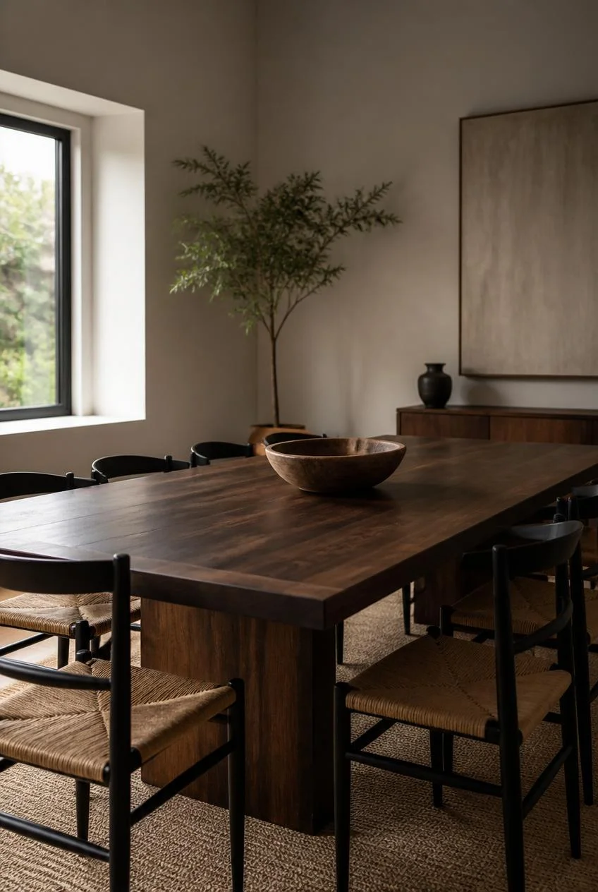 A Solid Wood Dining Table as the Room's Quiet Anchor
