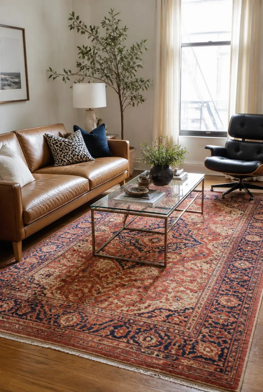 A Statement Rug That Anchors the Whole Room
