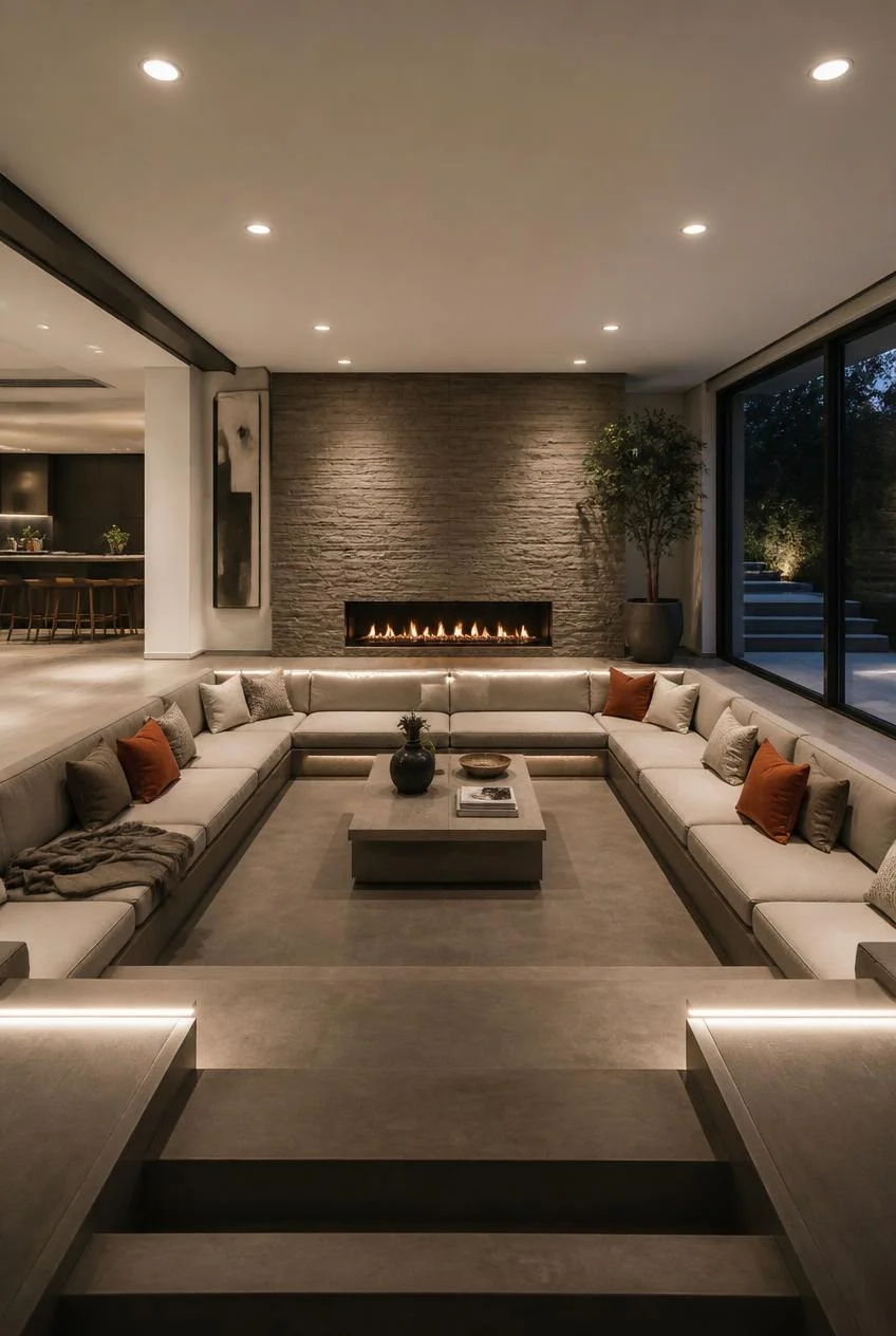 A Sunken Pit With Recessed Lighting Only