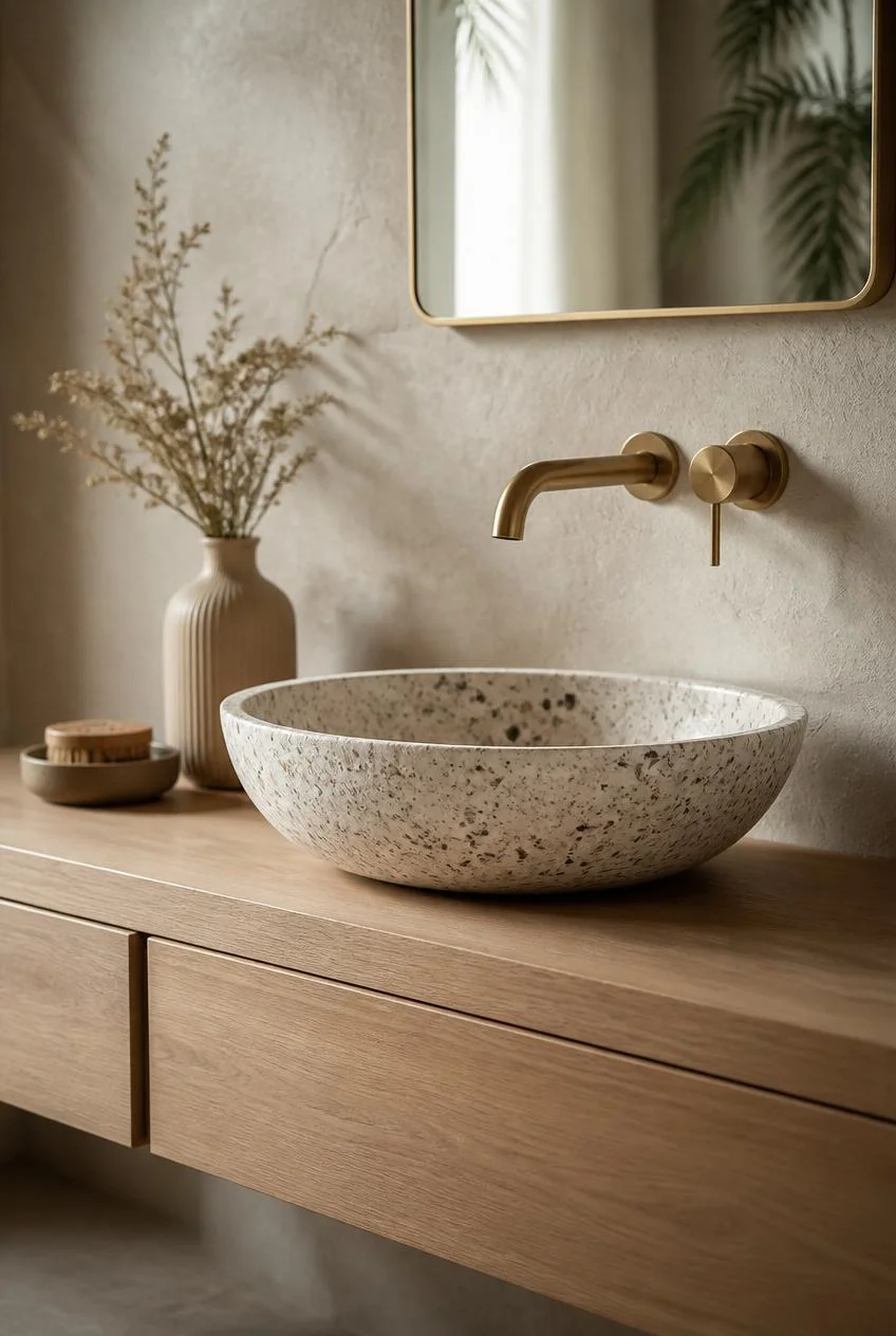 A Terrazzo Sink or Surface for Tactile Contrast