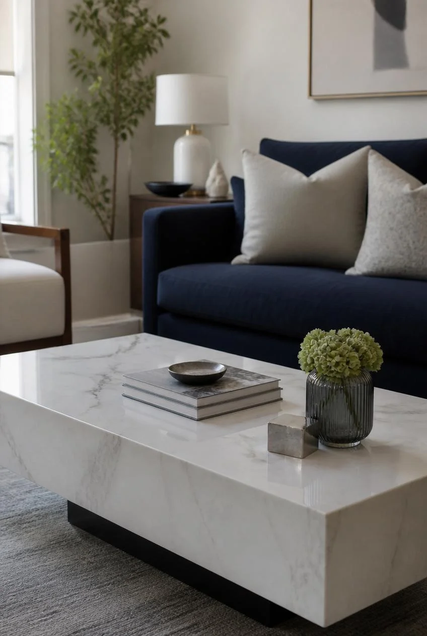 A White Marble Coffee Table for Contrast