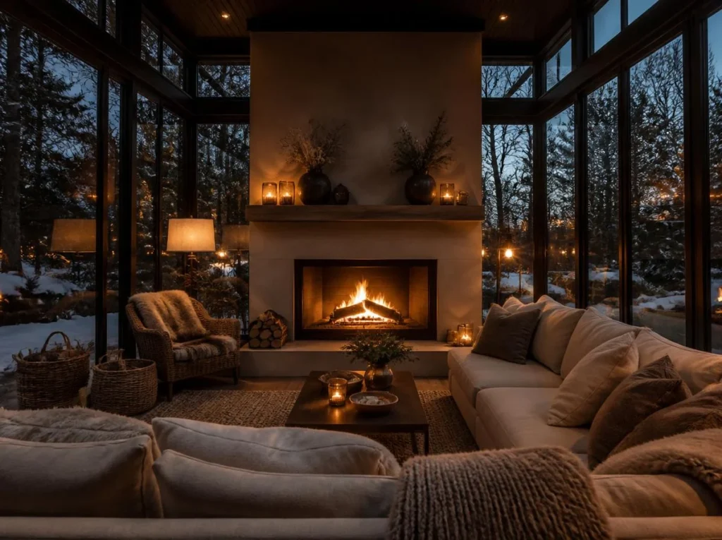 Add a Fireplace or Heating Element for Cozy Warmth