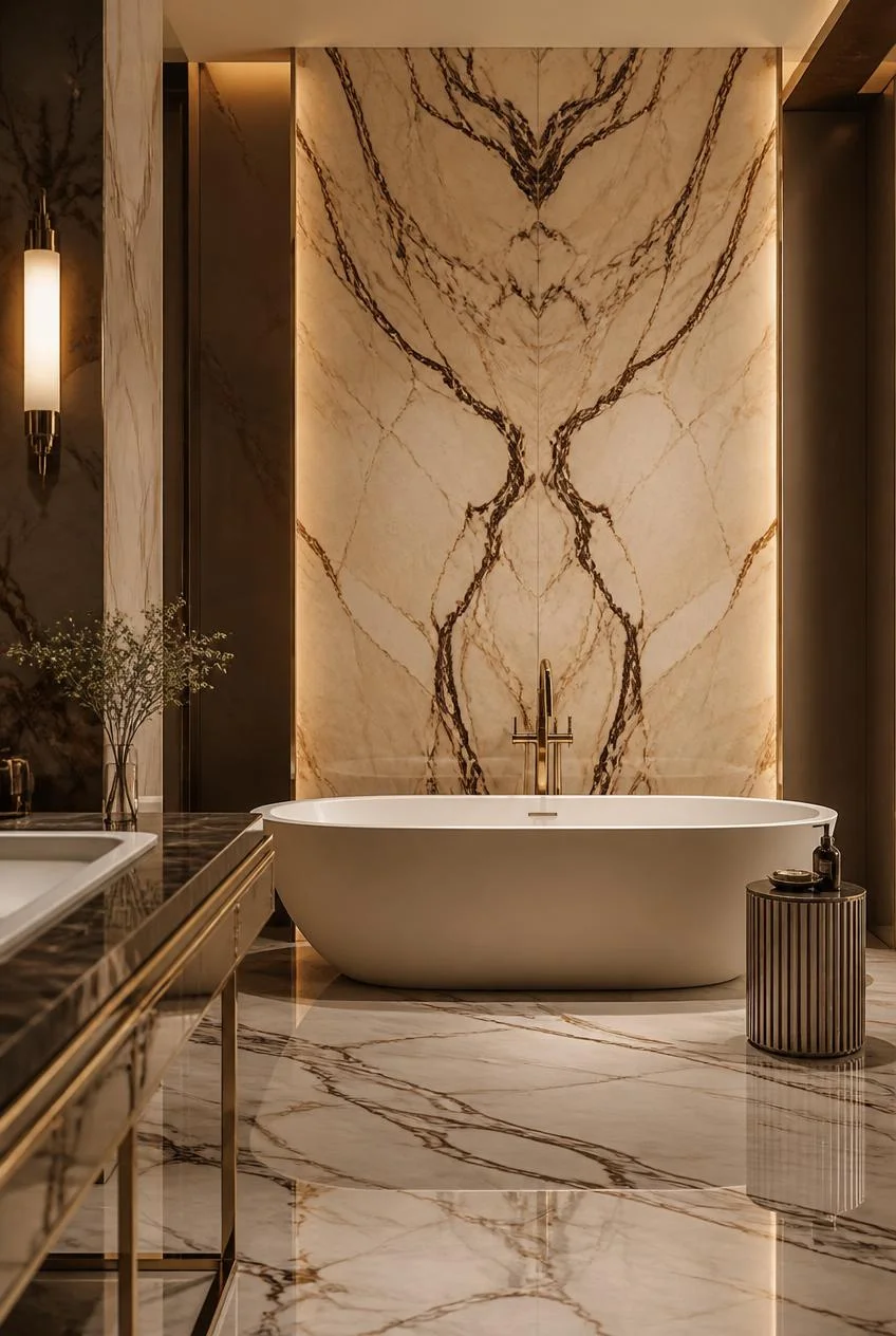 Beige Marble With Chocolate Veining Throughout
