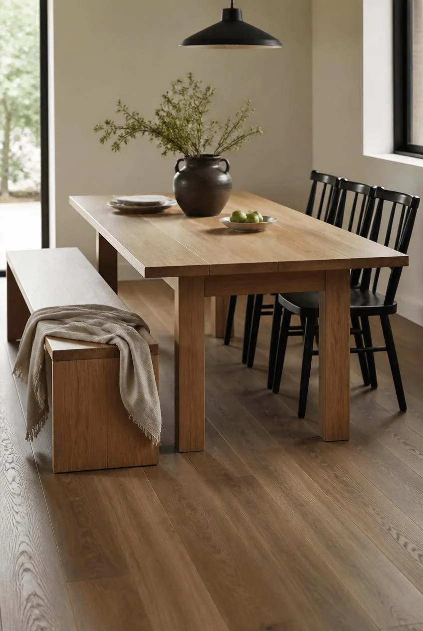 Bench Seating Along One Side of the Table