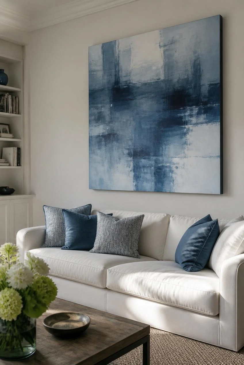 Blue Abstract Artwork as a Focal Point