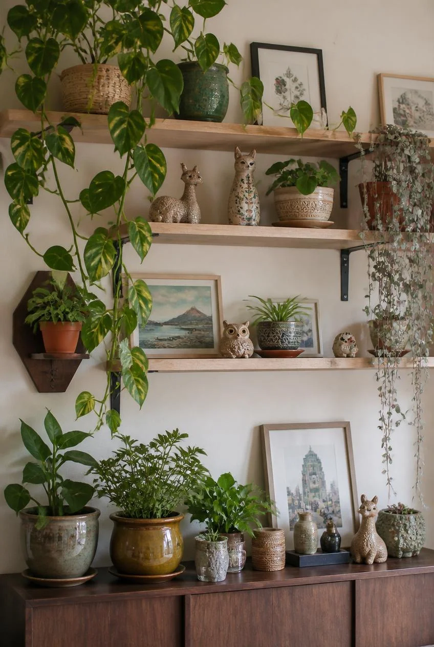 Botanical and Plant Filled Shelves
