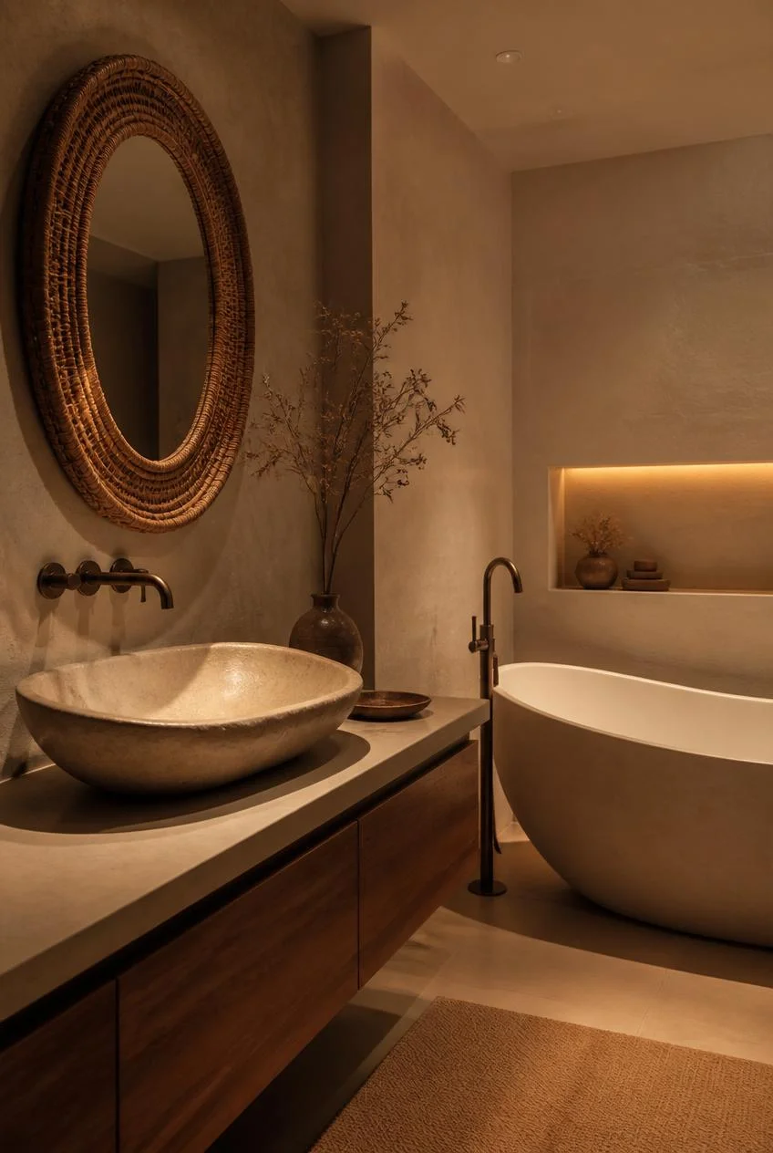 Curved Organic Shapes in Fixtures and Mirrors
