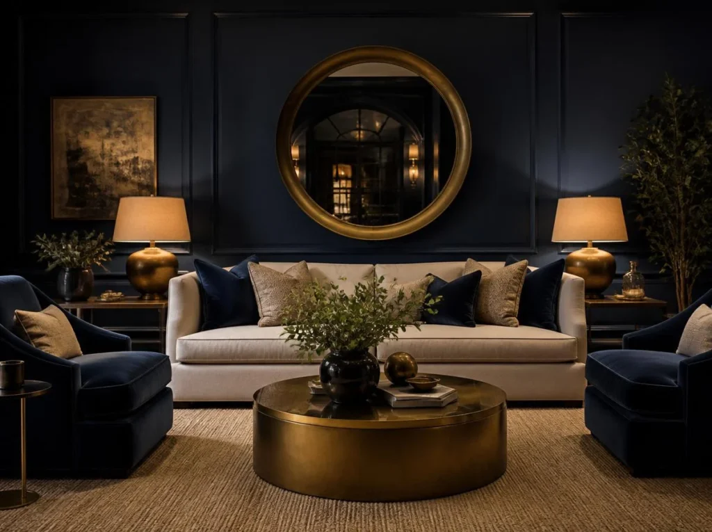 Design a Moody Navy Blue Living Room
