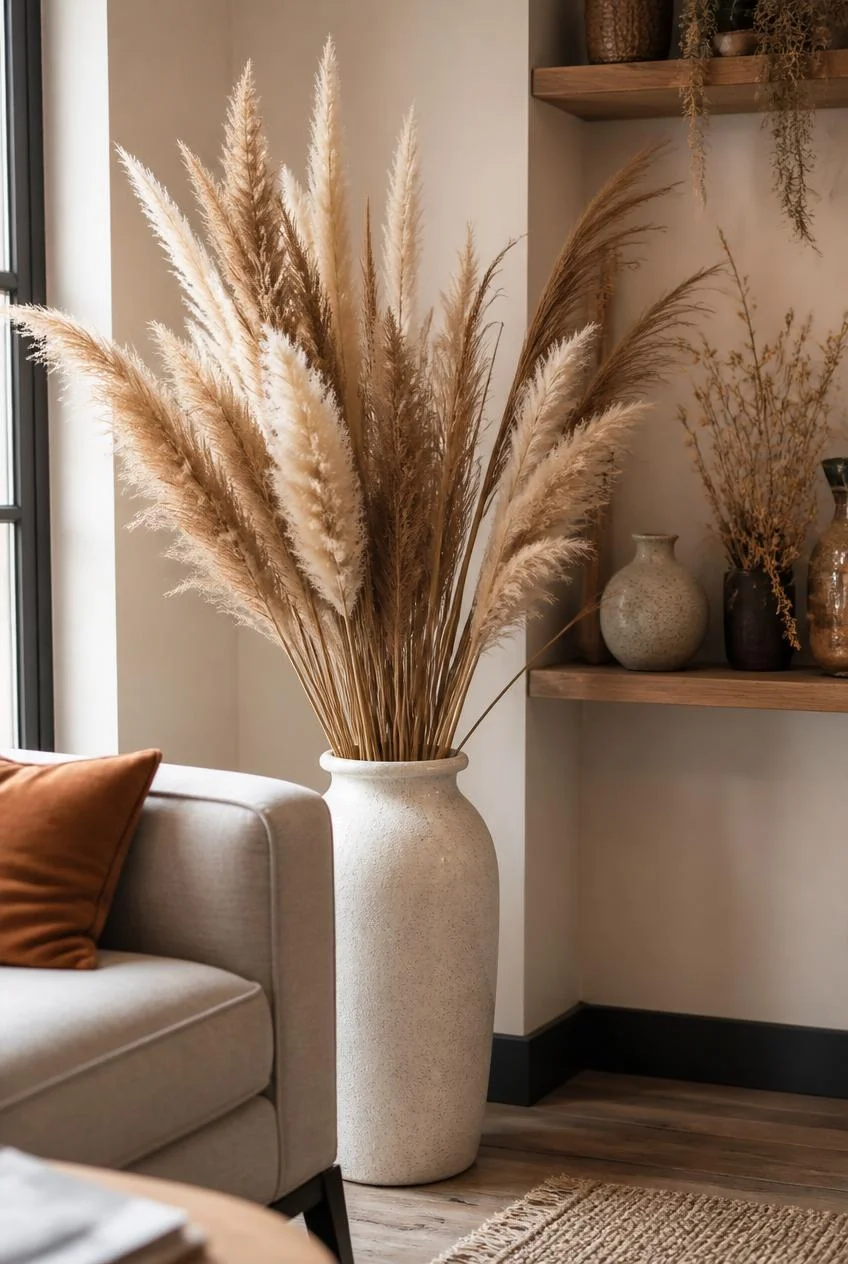 Dried Botanicals and Pampas Grass as Decor