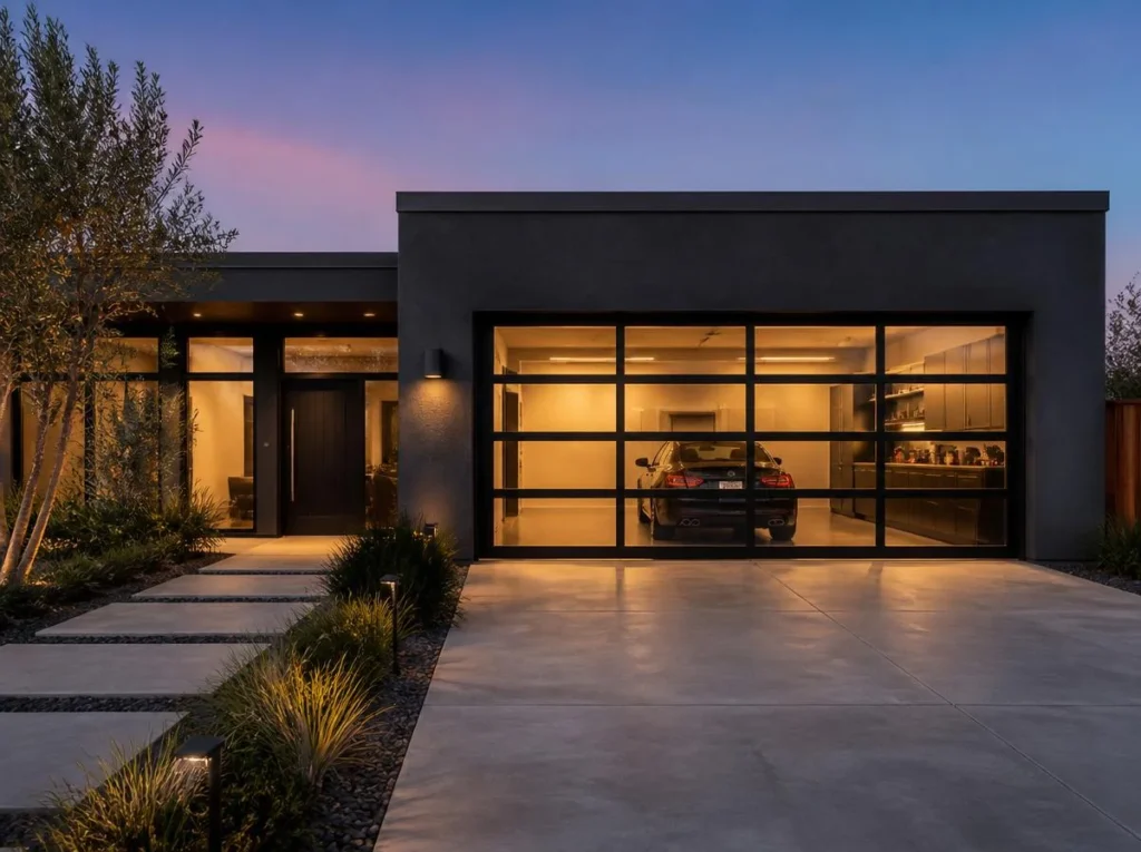 Glass and Aluminum Garage Doors for Industrial Chic