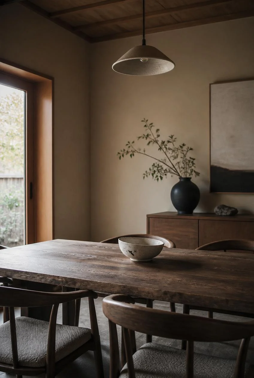 Japandi Style Dining Room With Organic Shapes