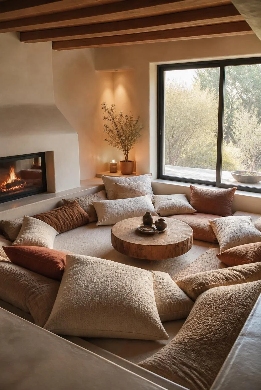 Layered Cushions and Oversized Floor Pillows