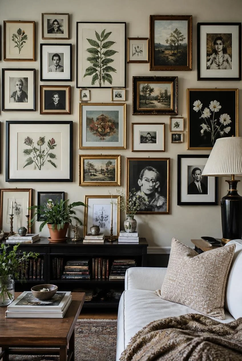 Maximalist Gallery Wall With Mismatched Frames