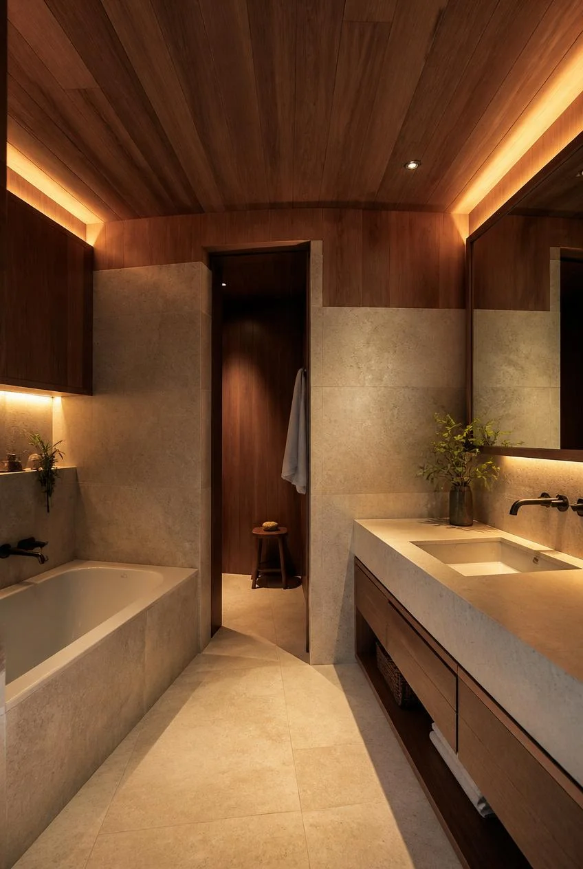 Natural Wood Ceiling Panels for Overhead Warmth