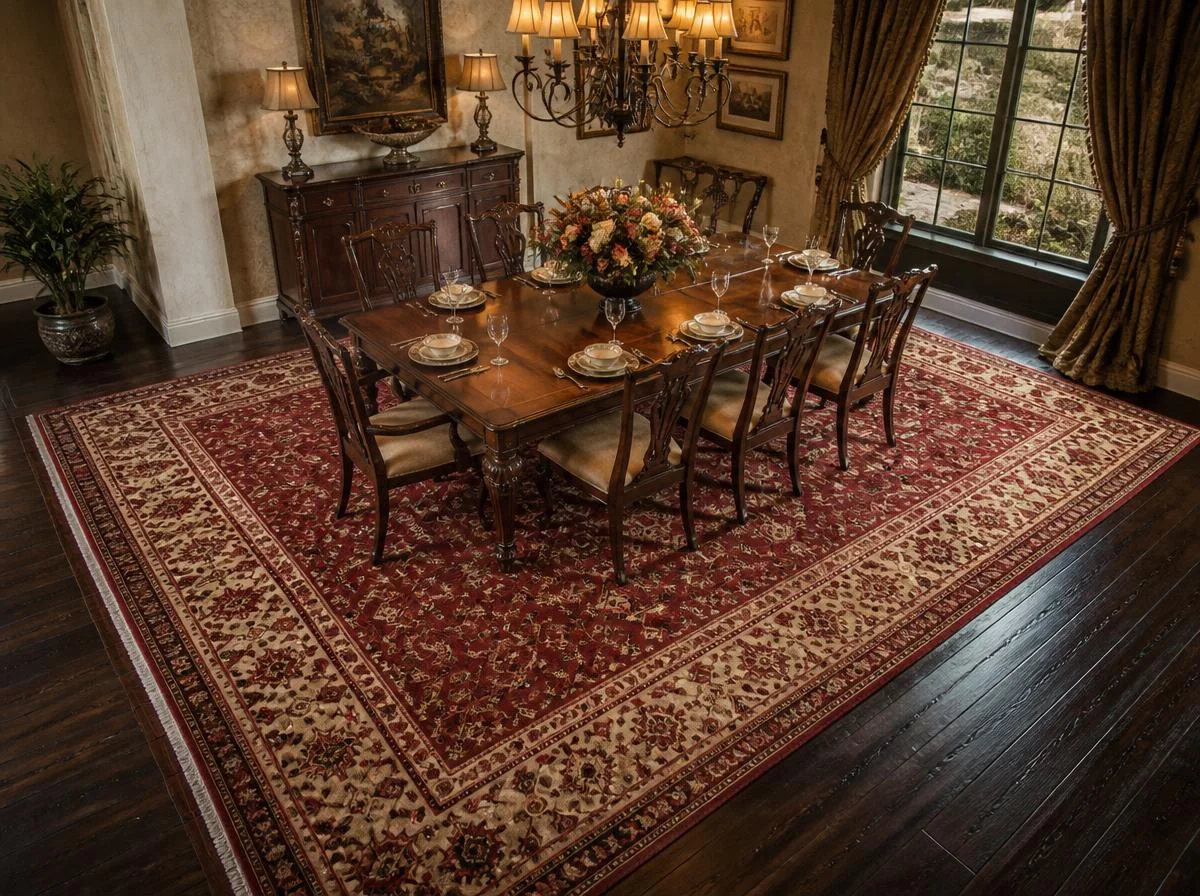 Place an Area Rug to Anchor the Dining Space
