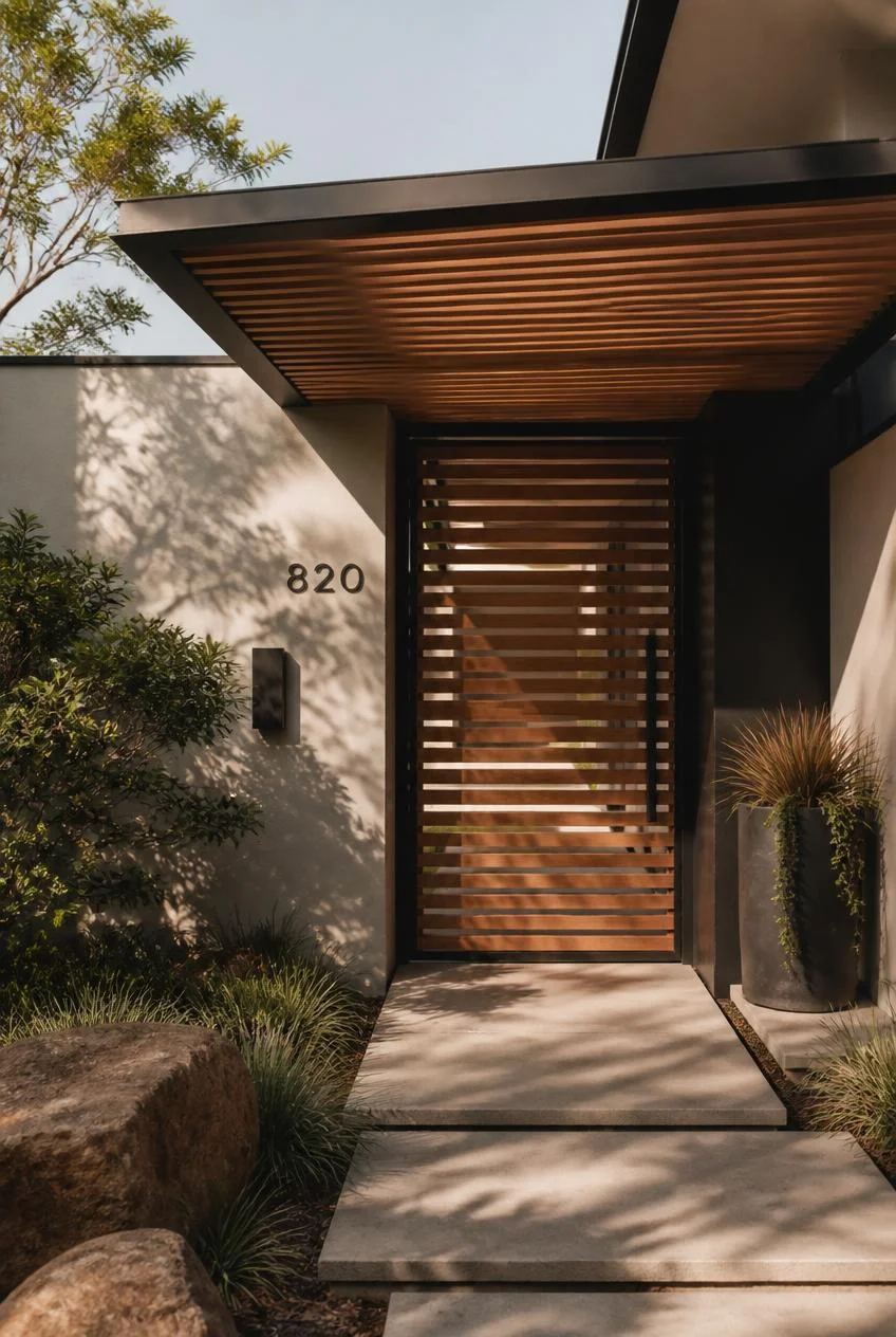 Slatted Wood Privacy Awning