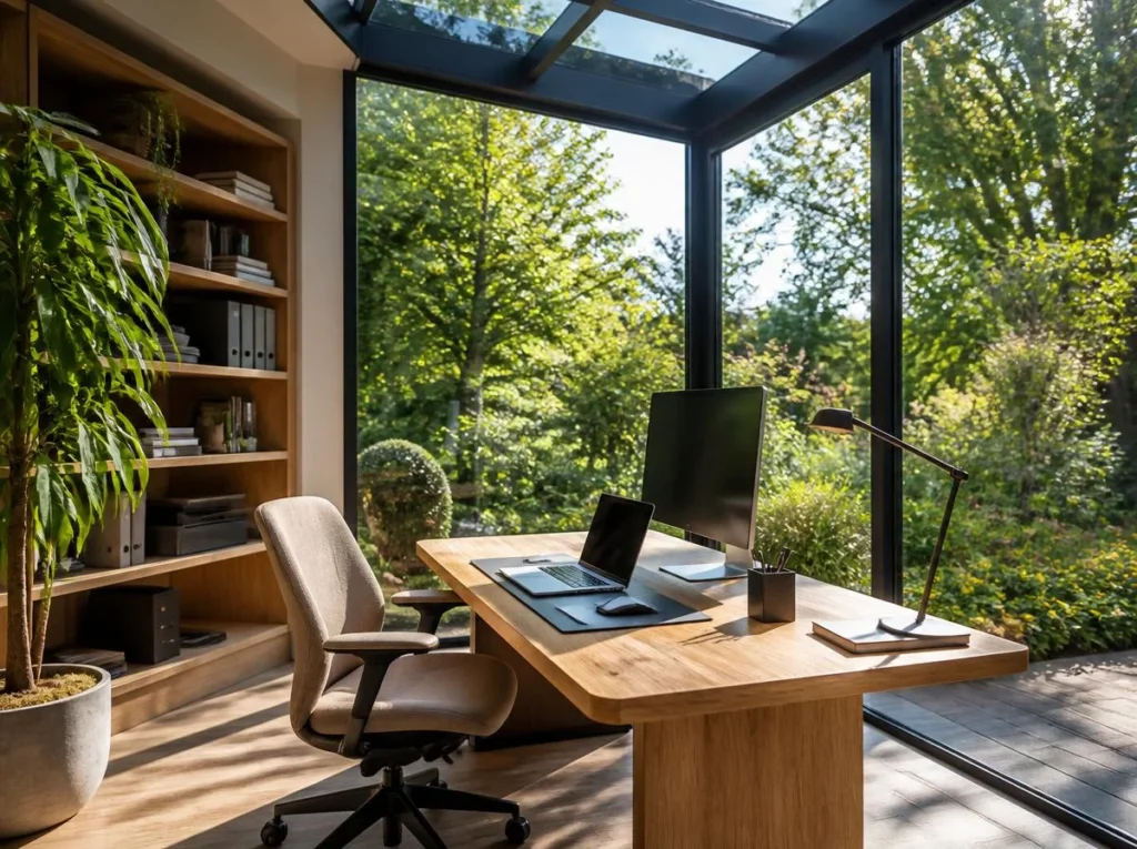 Use a Sunroom as a Bright Home Office