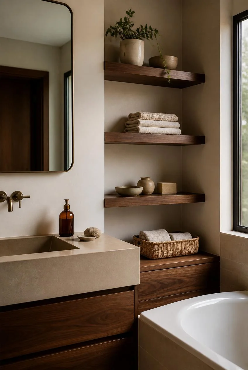 Wooden Floating Shelves for Open Storage