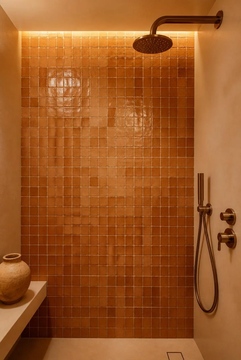 Zellige Tiles in Warm Amber and Caramel Tones