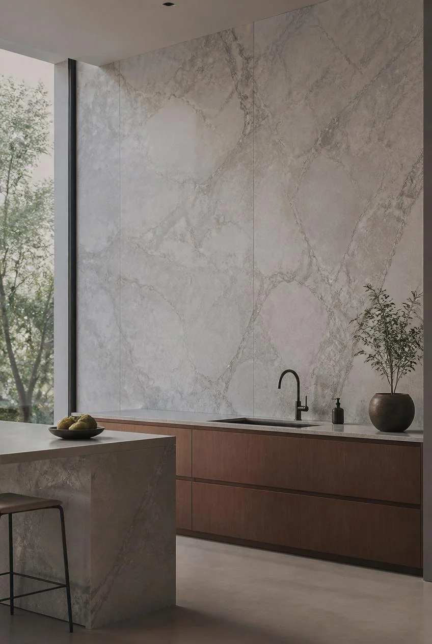 A Continuous Backsplash That Reads as Architecture