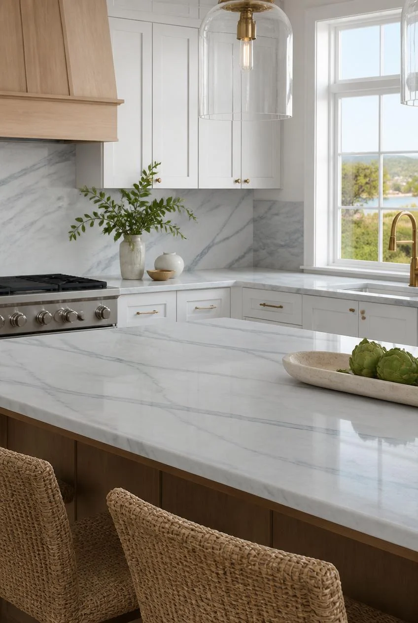 A Quartzite or White Marble Countertop