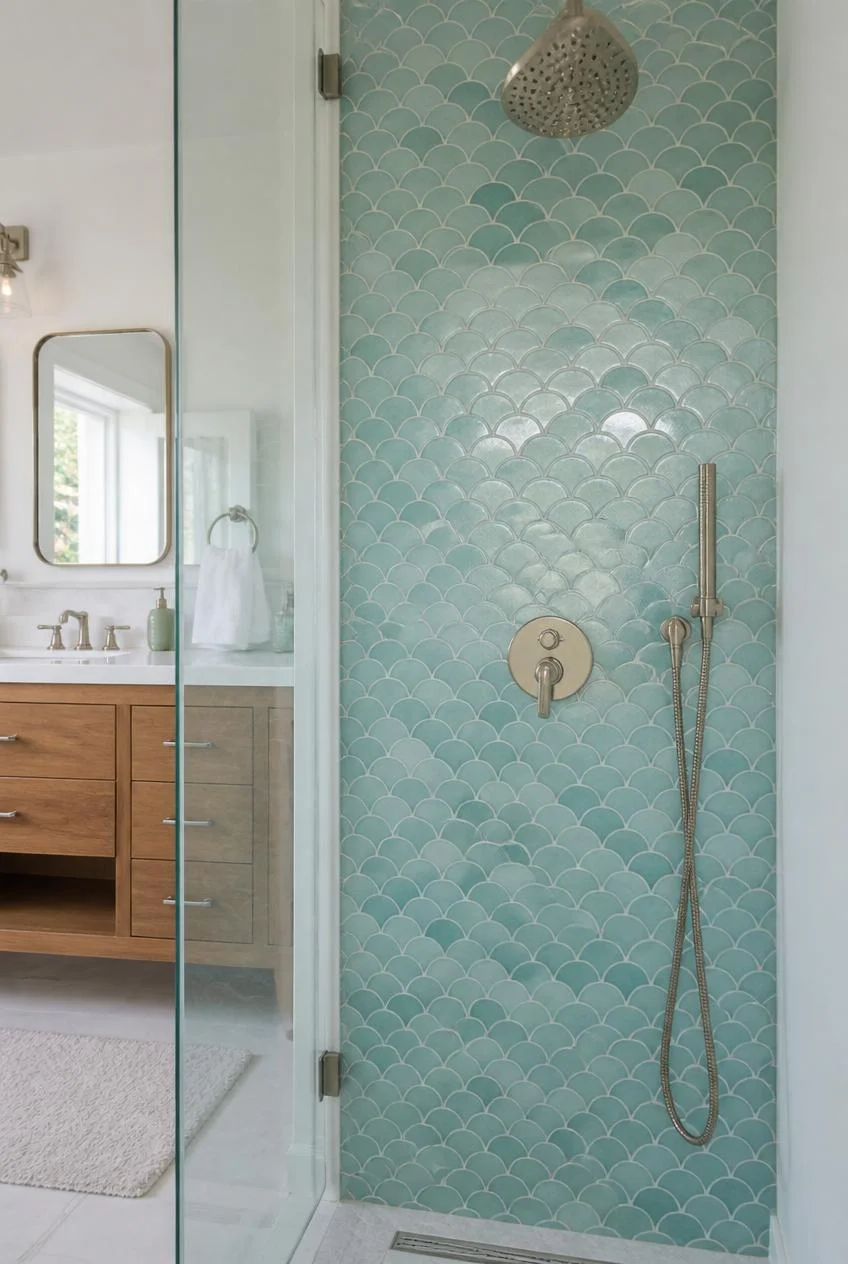 A Sea Glass and Aqua Tile Palette That Sets the Mood