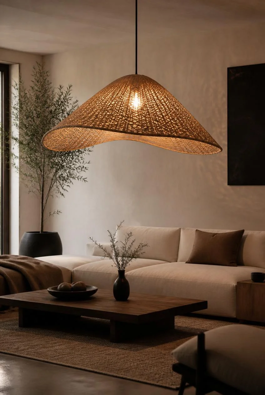 A Statement Pendant That Anchors the Room Vertically