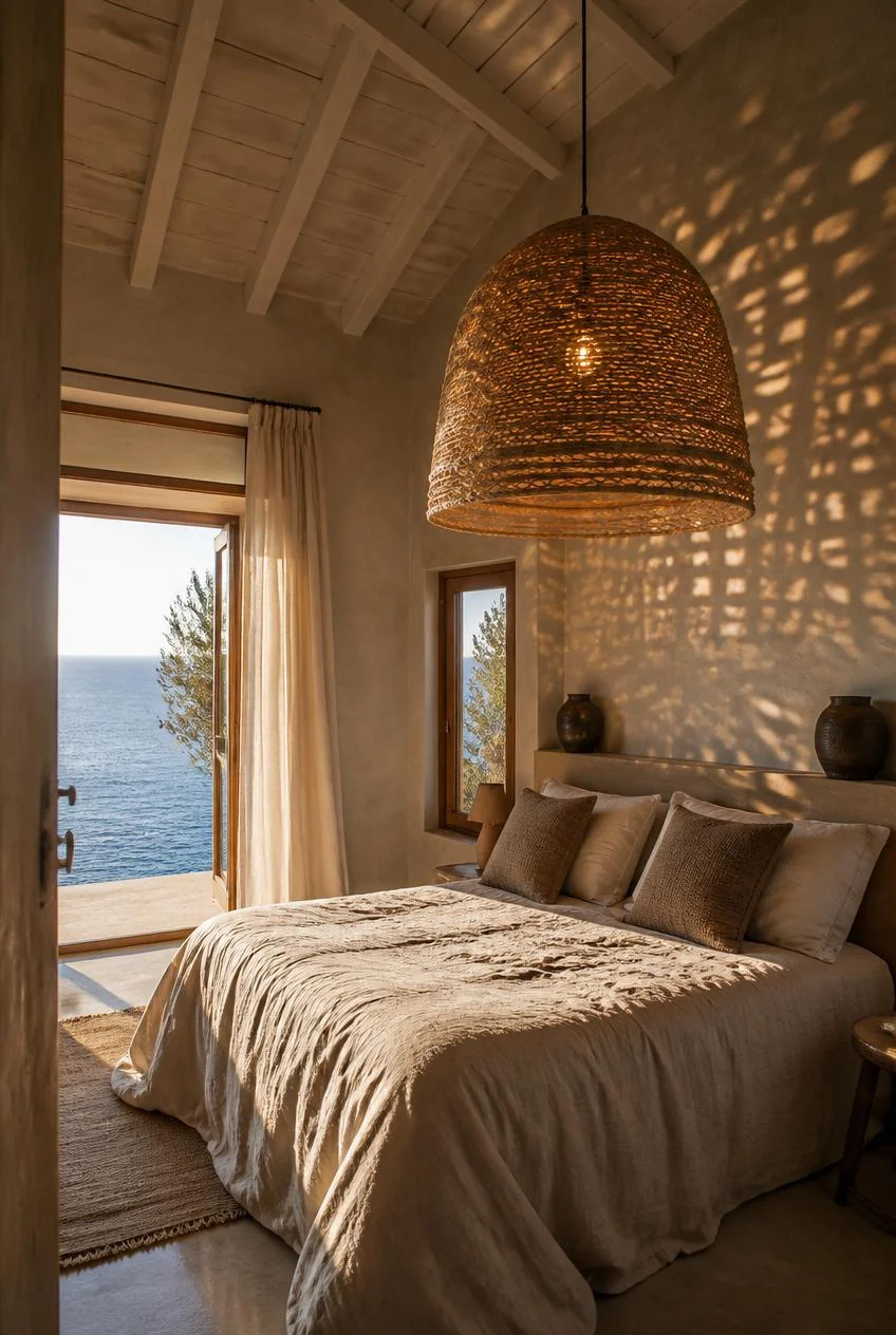 An Oversized Wicker or Rattan Pendant Light