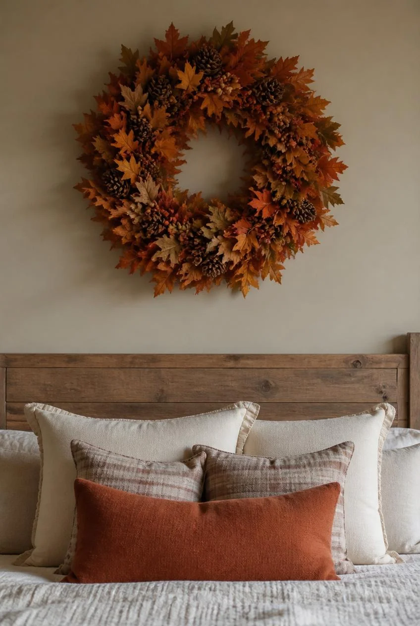 Autumn Wreath Above the Headboard
