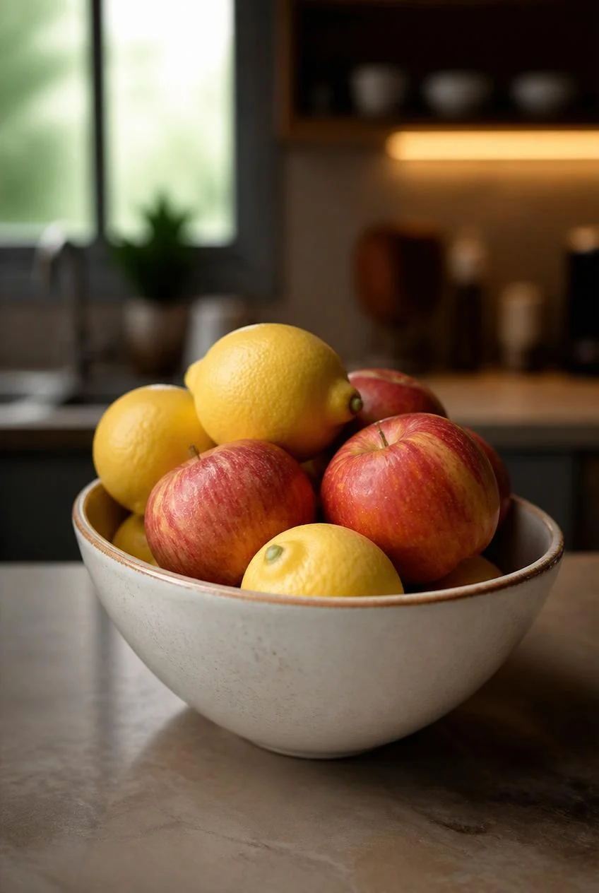 Bowls of Fresh Fruit on the Counter