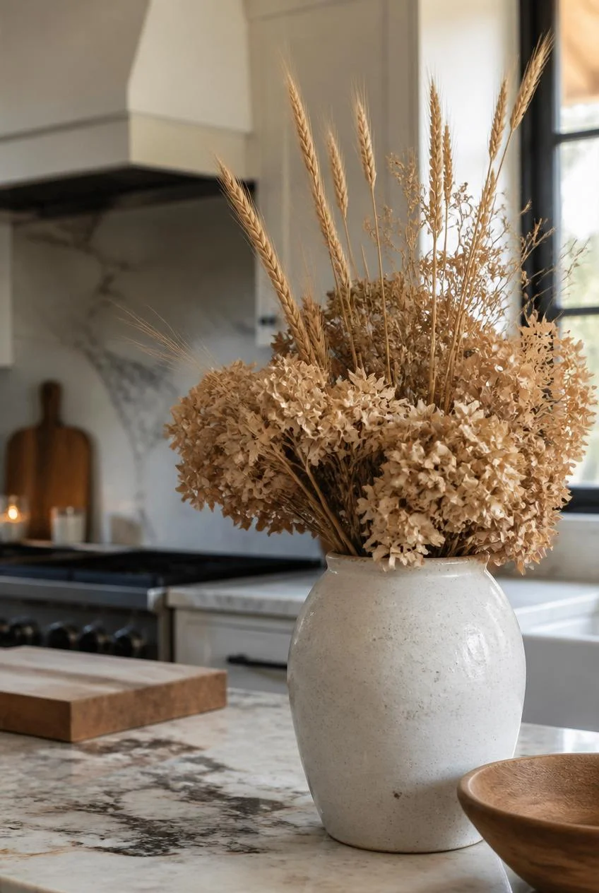 Dried Floral Arrangement on the Counter