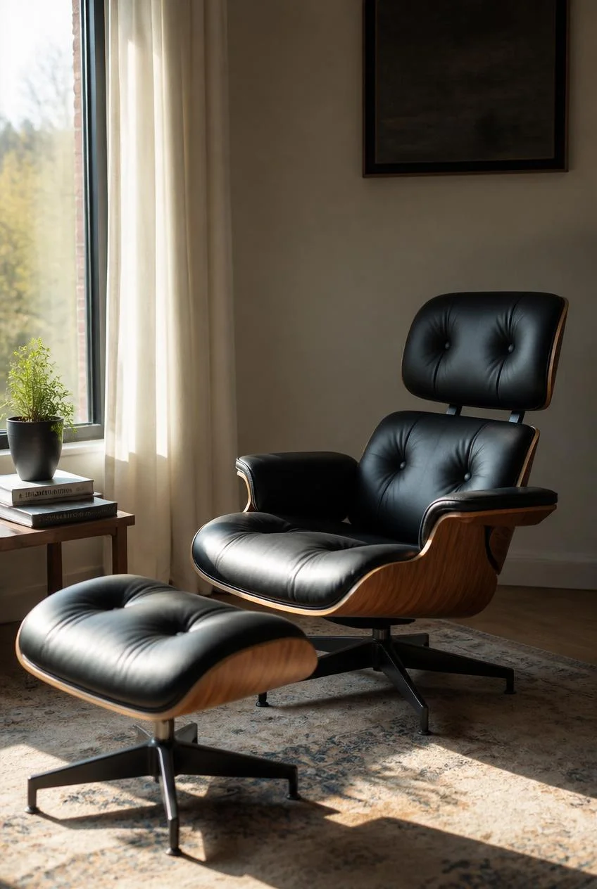 Eames Style Lounge Chair and Ottoman