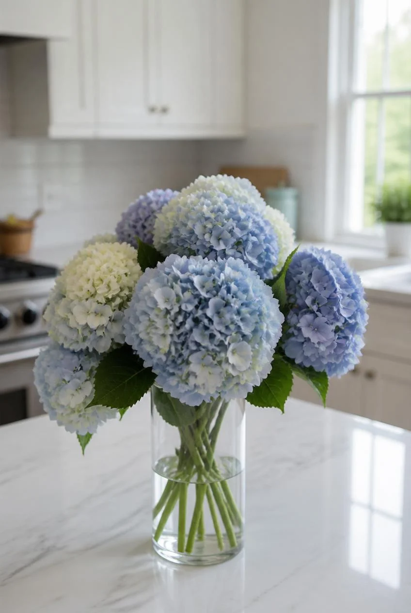 Fresh Flowers in Simple Glass Vases