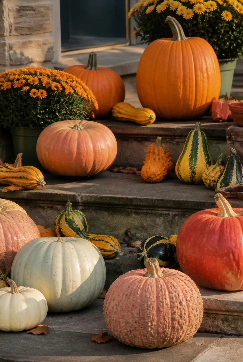 Grouped Pumpkins at Varying Heights