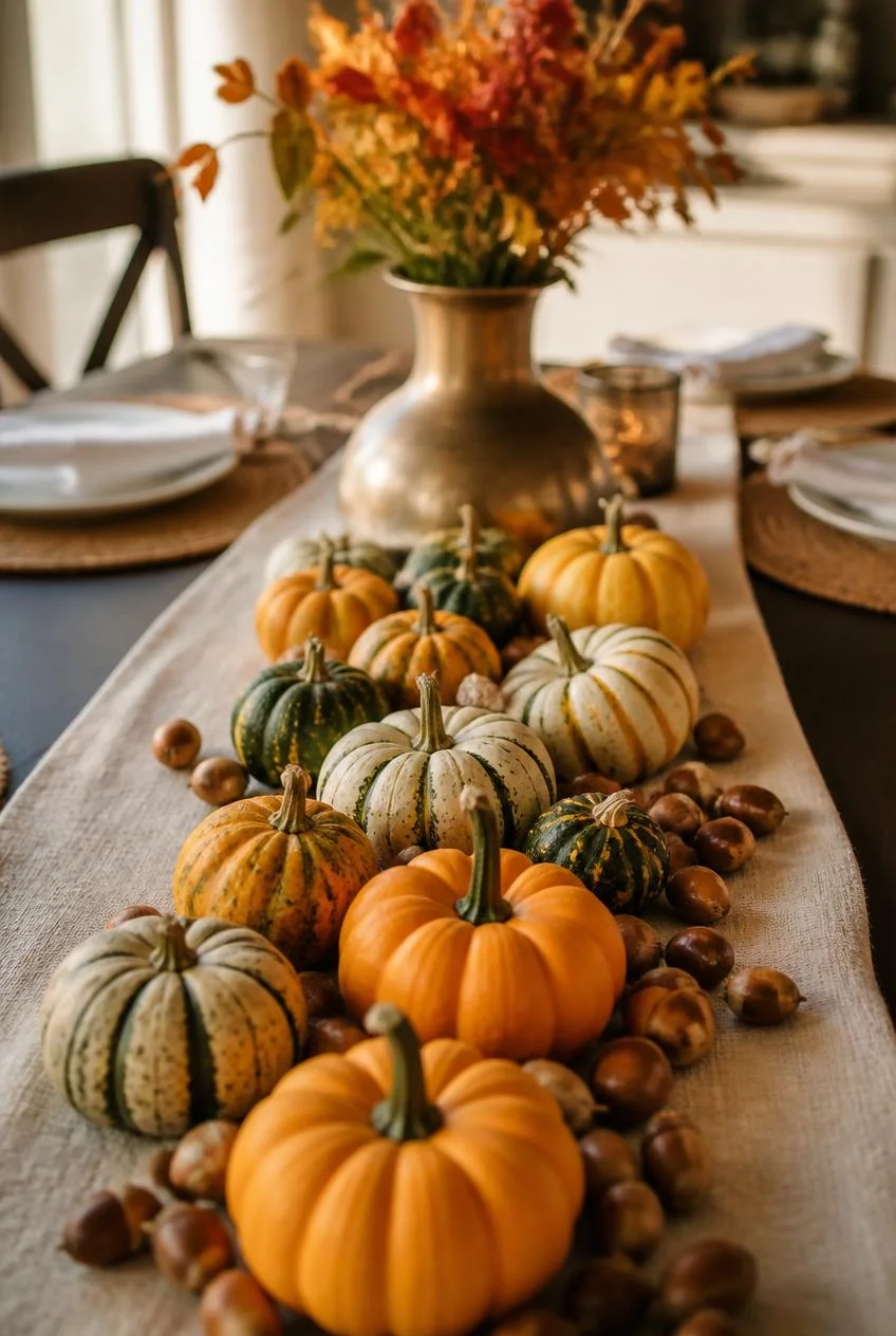 Harvest Centerpiece with Gourds and Acorns