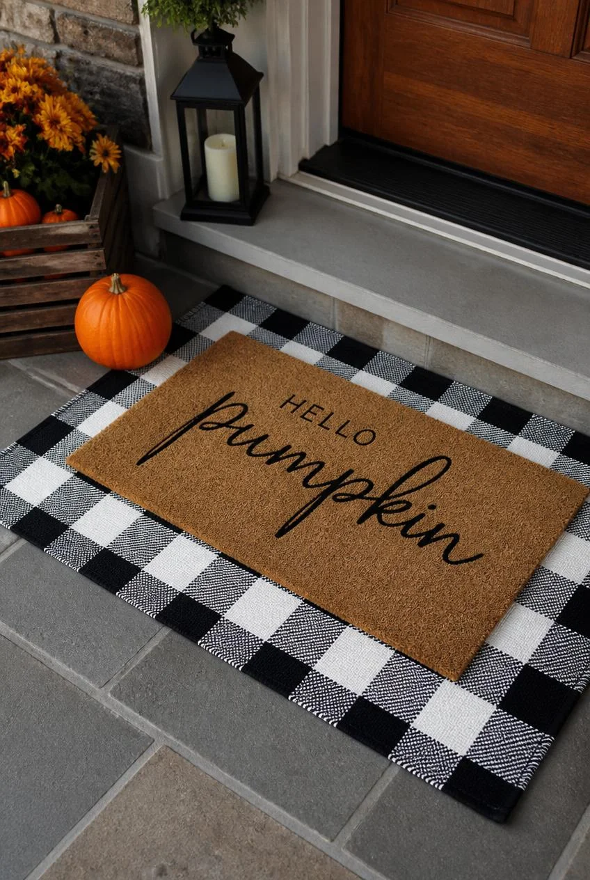 Layered Doormat and Patterned Rug Duo