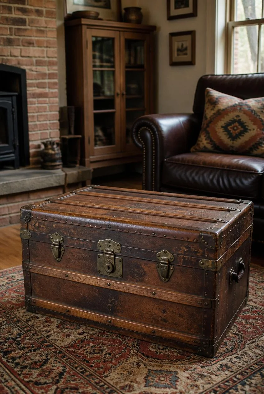 Leather Suitcase or Trunk Coffee Table