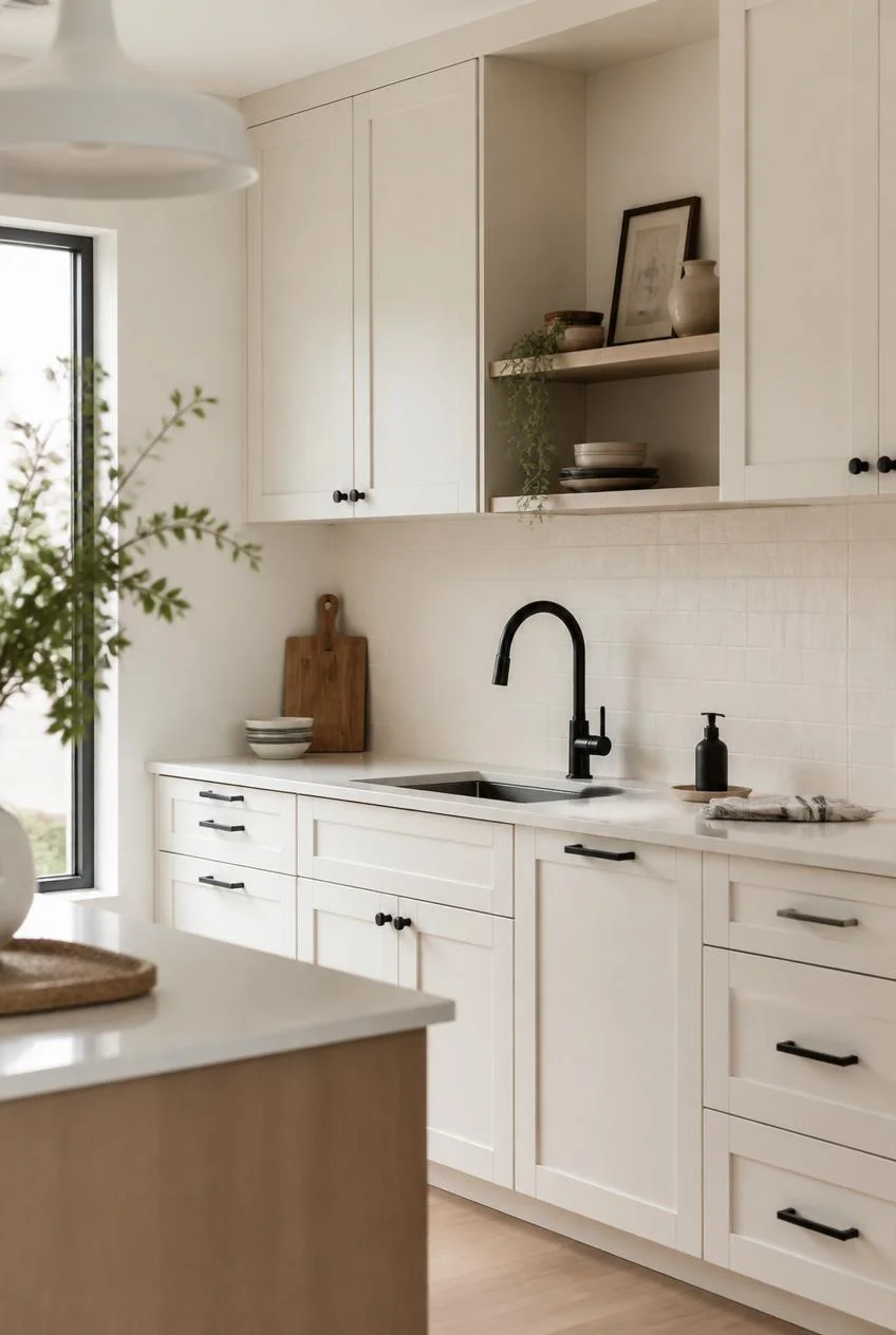 Matte Black Fixtures as a Grounding Accent