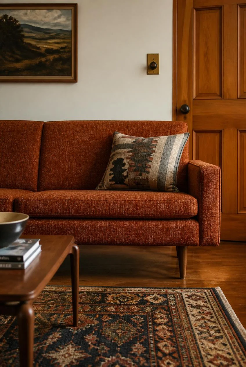 Mid Century Modern Sofa with Clean Lines