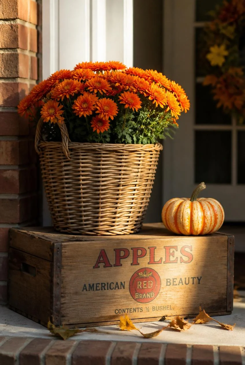 Mums in Baskets and Bushel Crates
