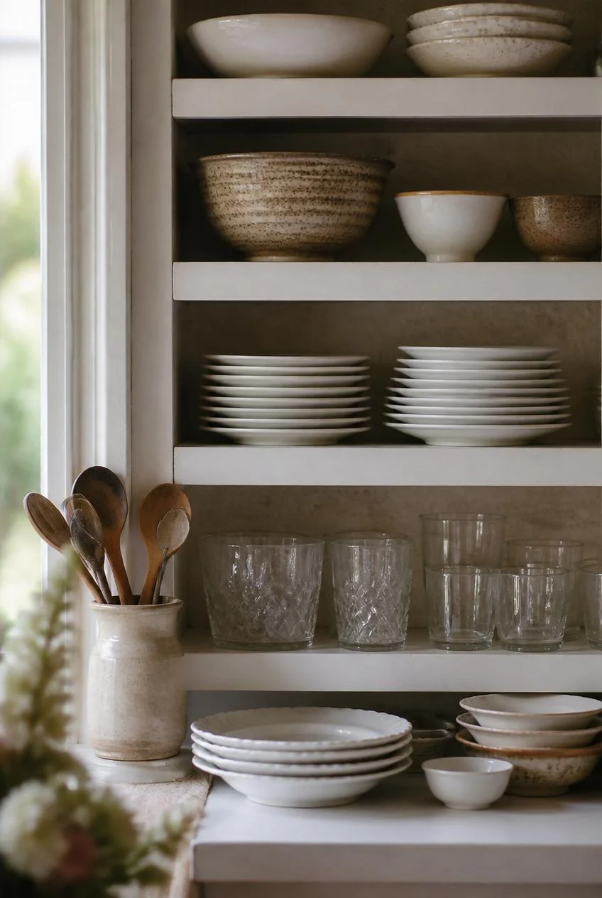 Open Shelving with Collected Dishware
