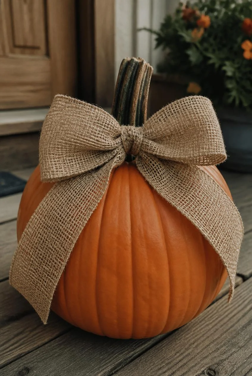 Ribbon Bows on Pumpkins