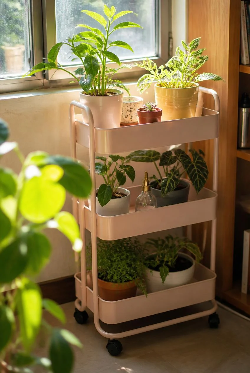 Rolling Plant Cart for a Movable Display