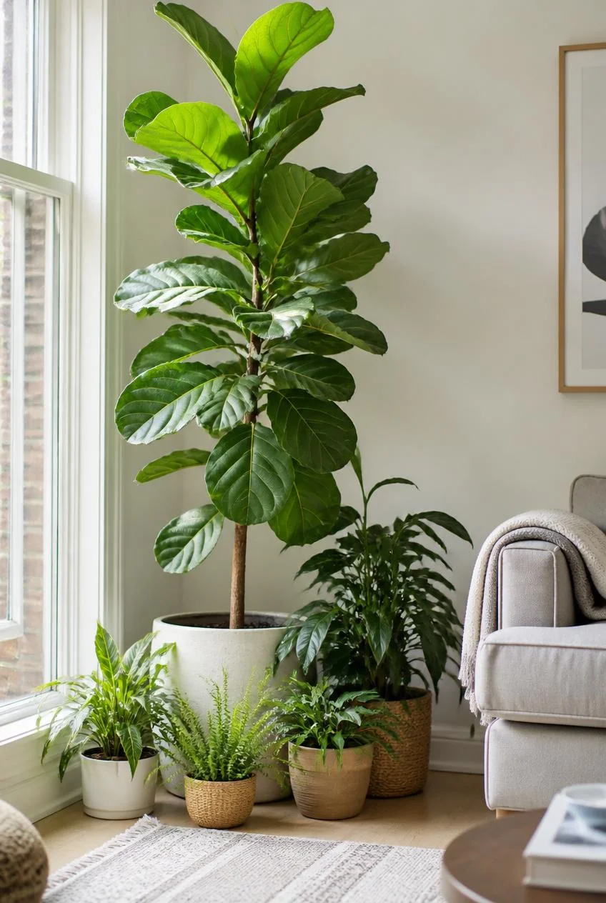 Tall Anchor Plant with Layered Greenery Around It
