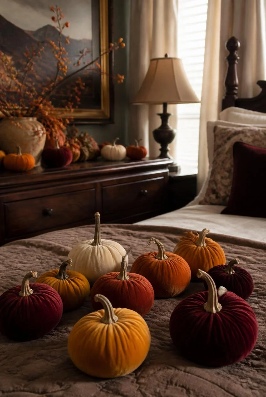 Velvet Pumpkin Accents