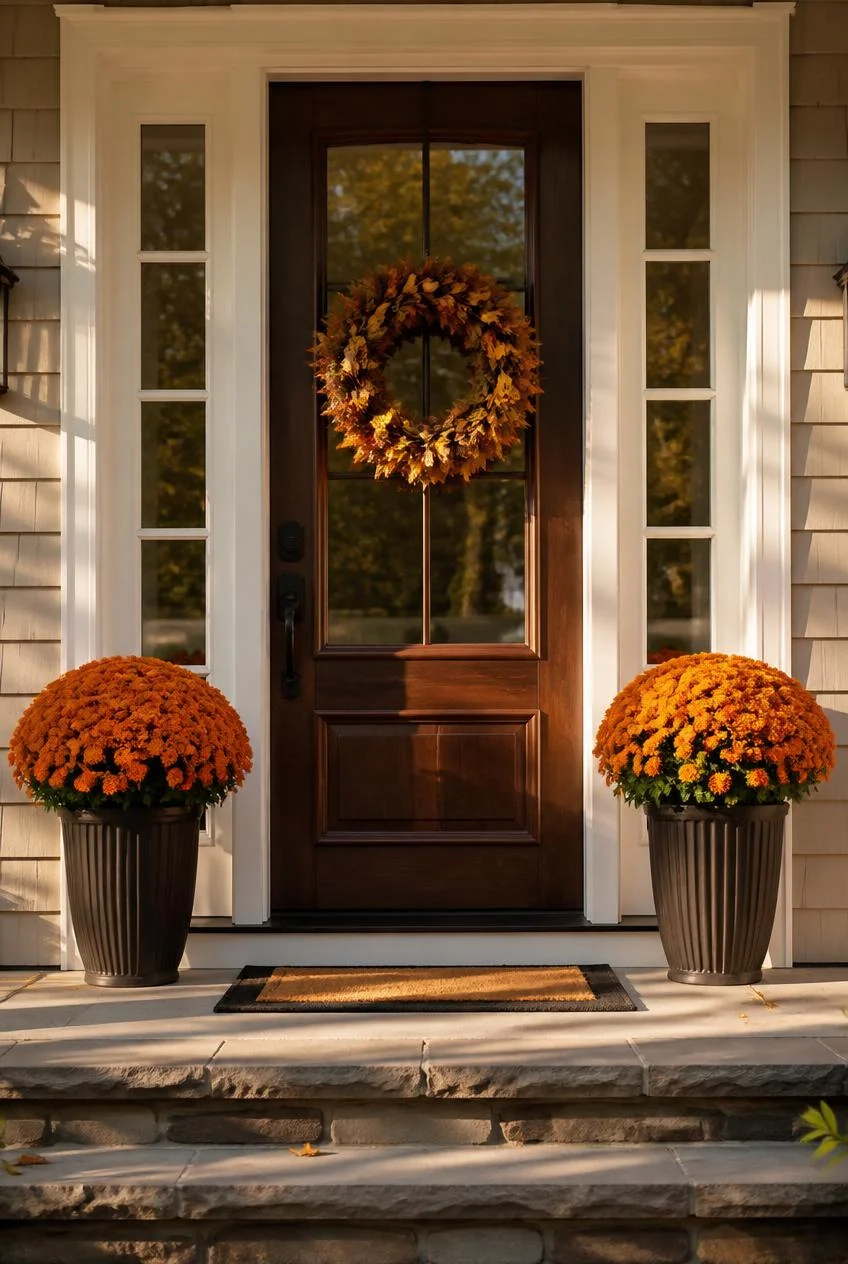 Vertical Framing with Potted Plants at the Door