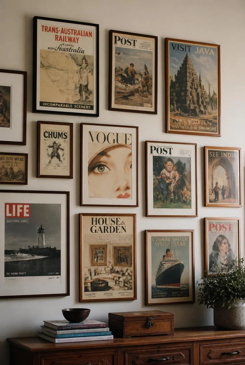 Vintage Gallery Wall of Framed Prints