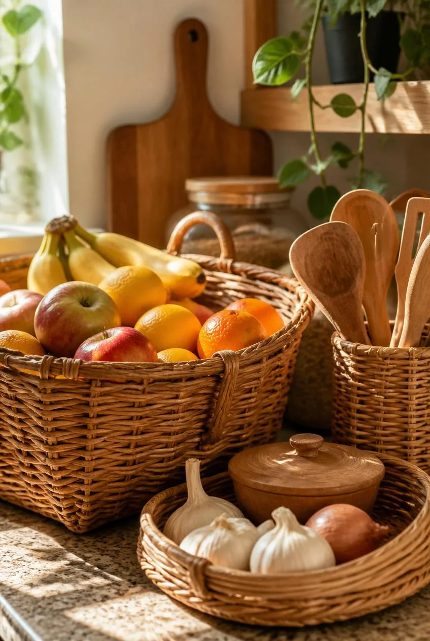 Wicker Baskets and Trays for Texture