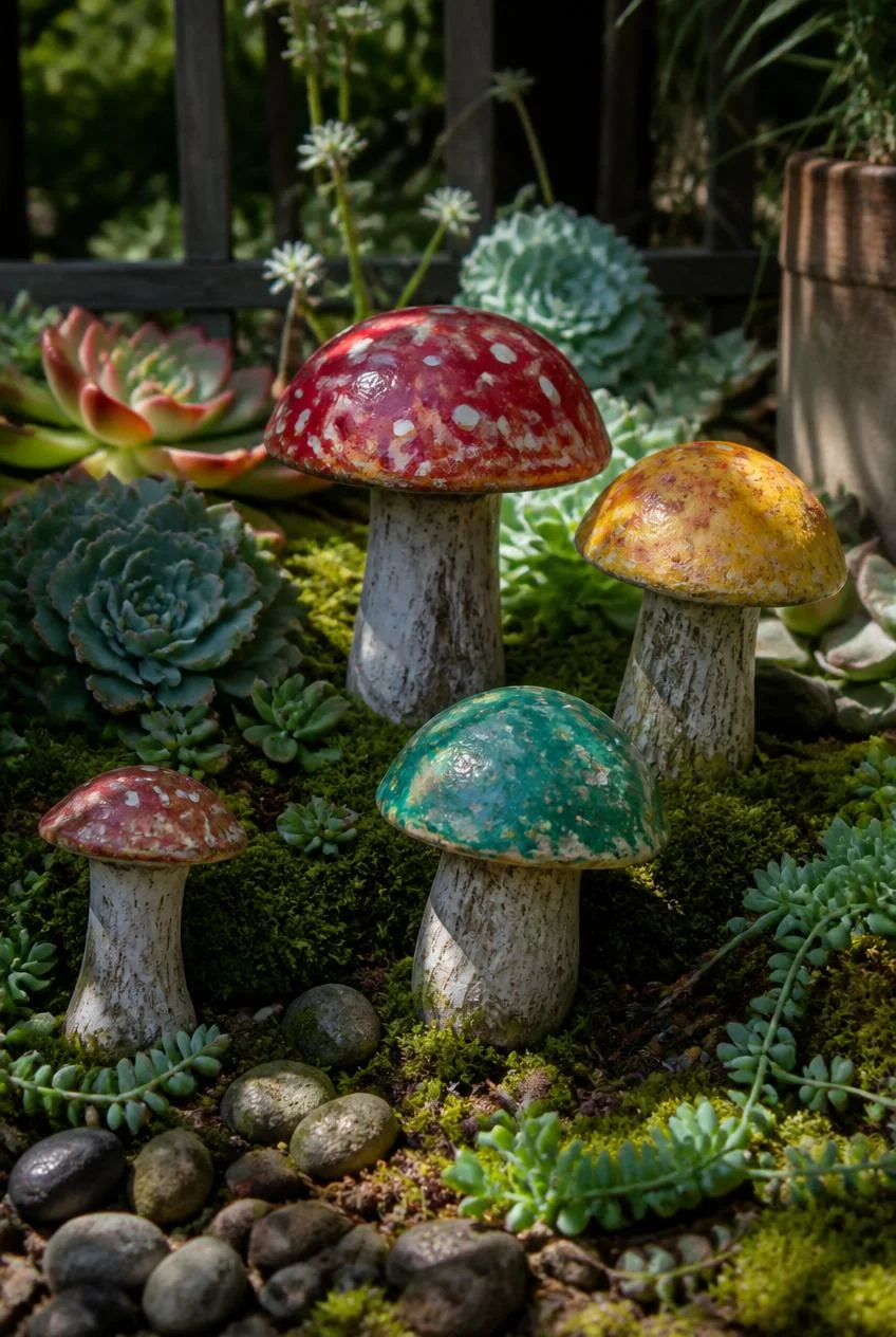 Whimsical Mushroom Garden Accents