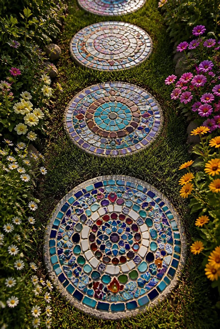 Mandala Mosaic Stepping Stone Pathways